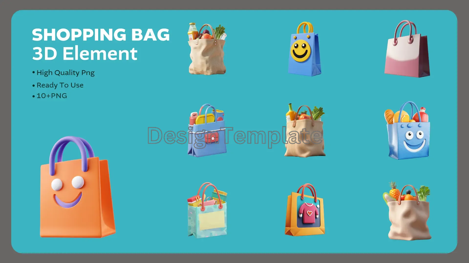 Checkout Charm Colorful Shopping Bag 3D Set